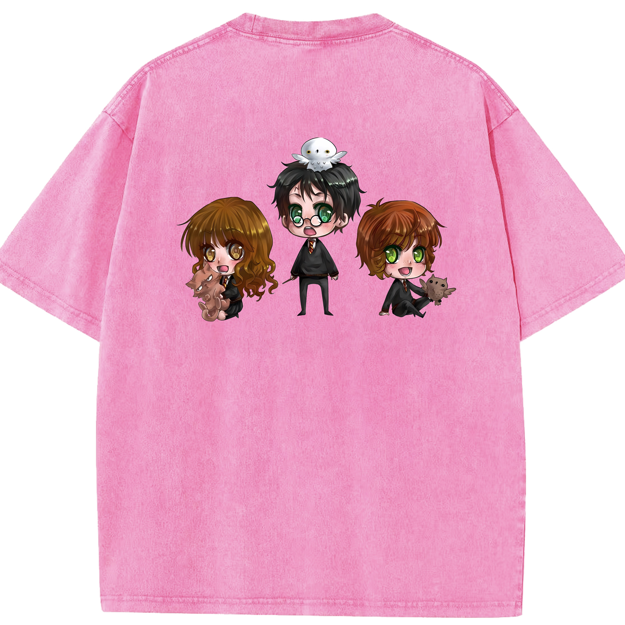 （画像用） Harry Potter ハリー・ポッターシリーズ 綿100% ヴィンテージ風 半袖Tシャツ（背面プリント）